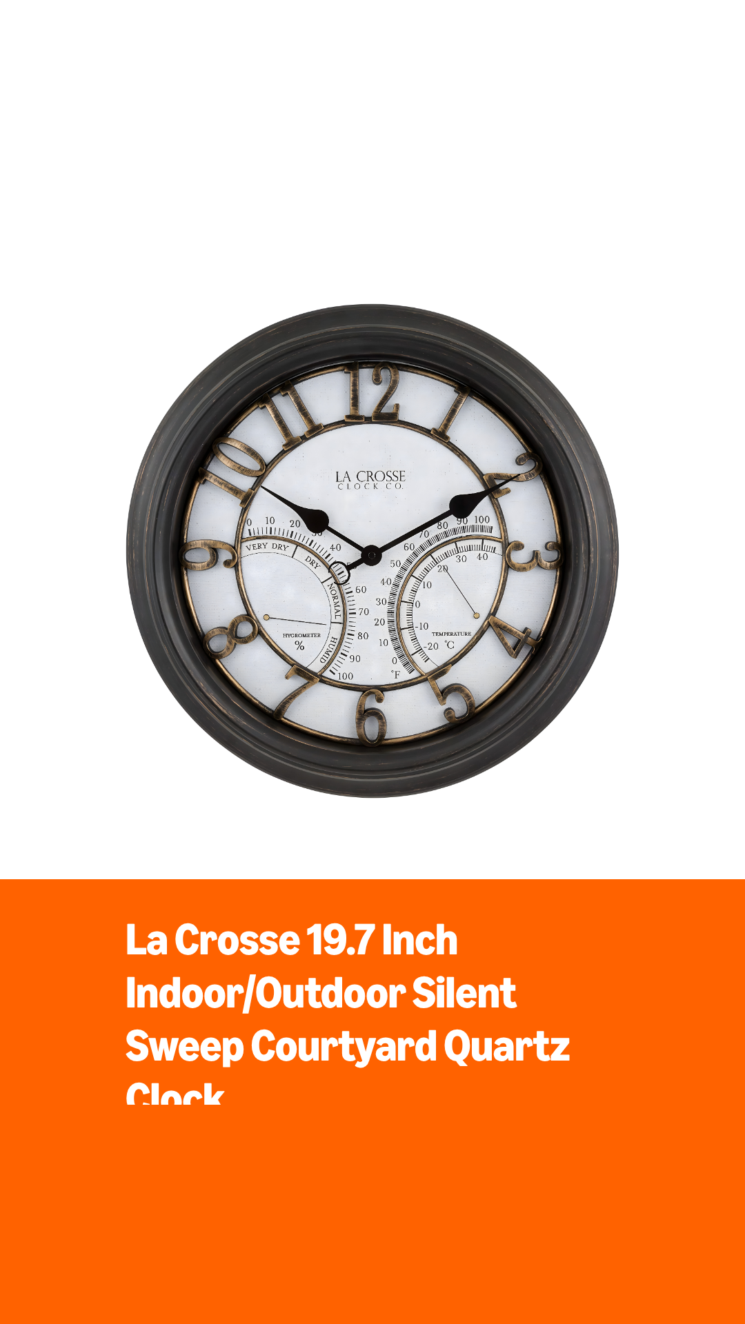 Amazon.com : La Crosse Clock 404-4450 19.7 Inch Indoor/Outdoor